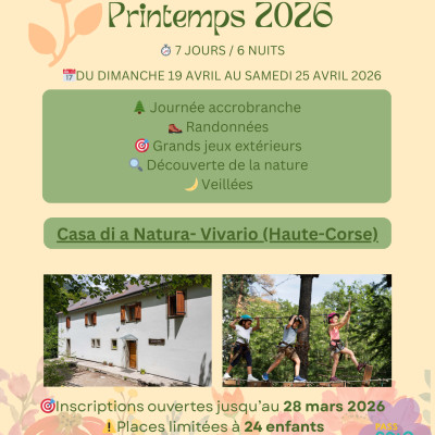 Activité: Colonie de vacances à Vizzavona - 1 semaine vacances de printemps